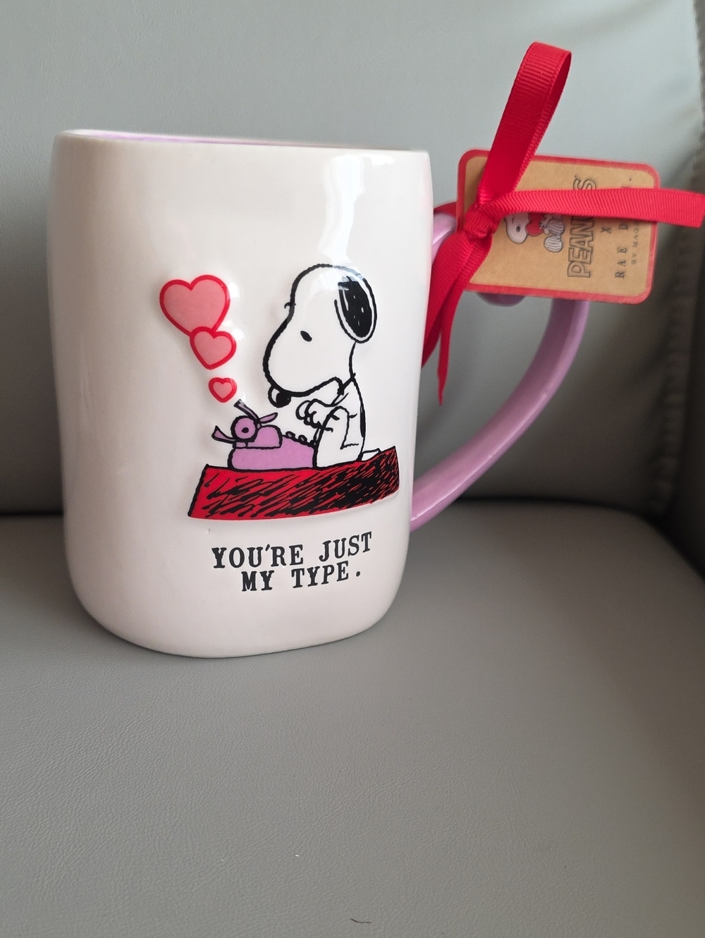 Rae Dunn Peanuts Snoopy Typewriter You're Just My Type mug NWT